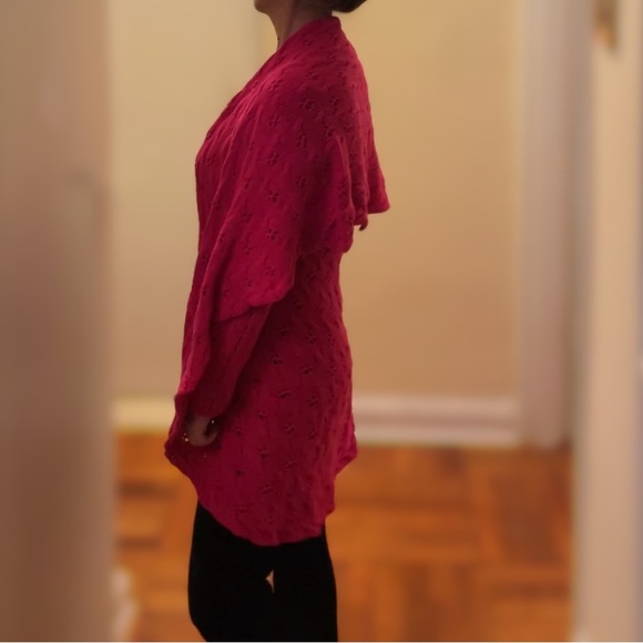 Vertical Design Pink CONVERTIBLE Open knit Cadigan Sweater 100% cotton, Sz M - Picture 11 of 12